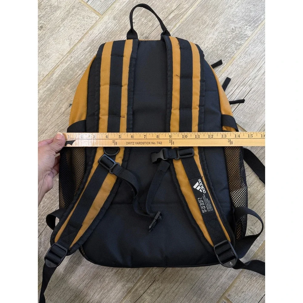 Adidas Backpack Unisex Large Mustard Yellow Excellent Mesh Pockets Sporty